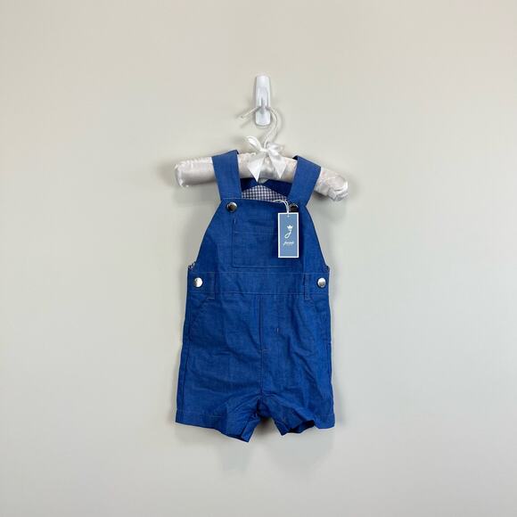 Jacadi Paris Chambray Blue Shortalls 6 Months NWT - Picture 1 of 7